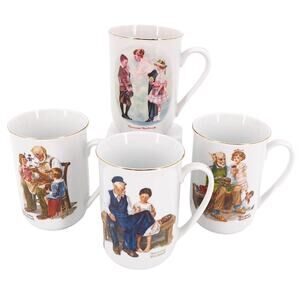 Norman Rockwell Museum mug set 80s 1980s vintage